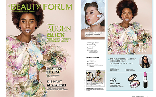 The new cover including a makeup step by step in the current Beautyforum magazine April 2024